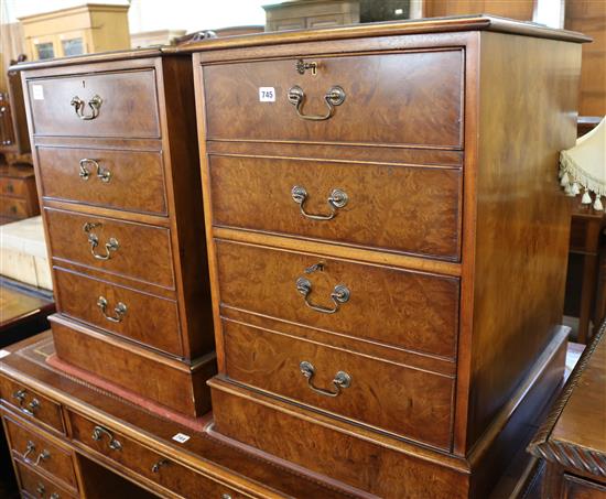 Pair walnut filing chests